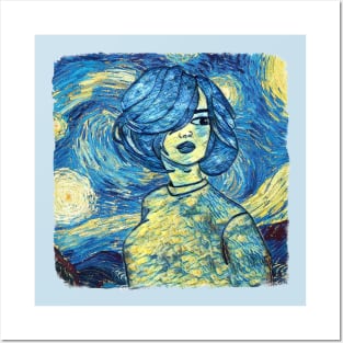 Girl Van Gogh Style Posters and Art